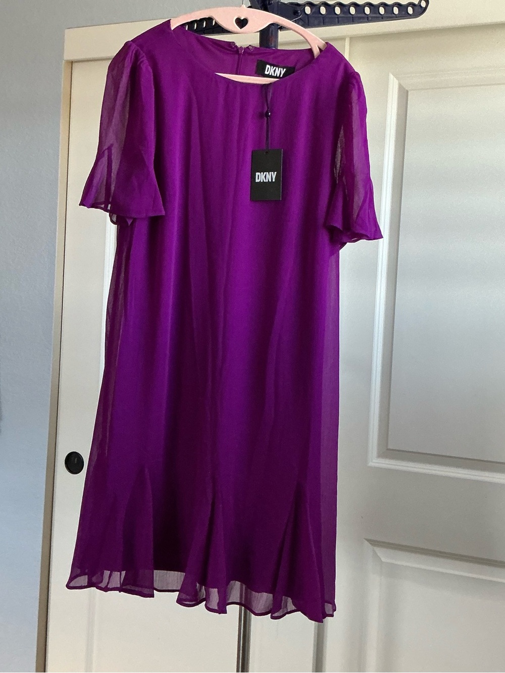 DKNY Vivid Purple Chiffon Midi Dress